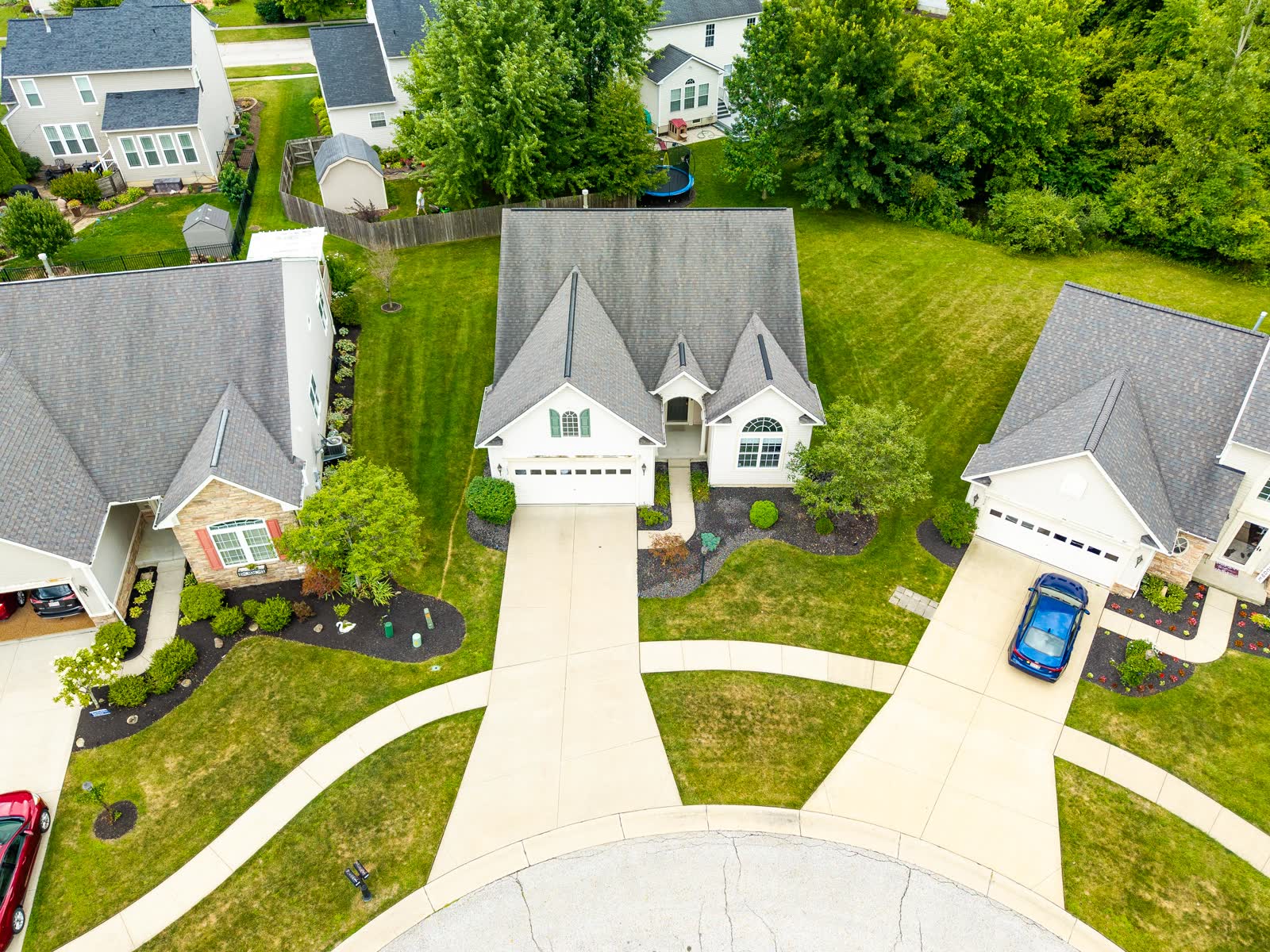 Aerial view of the Forestland Ct cul-de-sac in Brunswick, Ohio